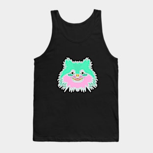 cyan cute long haired puppy face cartoon Tank Top